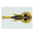 thumbnail image 1 of Detroit Cutting Board, High Rise Buildings Silhouette Reflection Electric Guitar Instrument Music Theme, Decorative Tempered Glass Cutting and Serving Board, Large Size, Yellow Black, by Ambesonne, 1 of 1