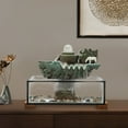 thumbnail image 2 of Tabletop Water Fountain, 16x8x5in Glass Fish Tank with LED Lights and Atomizer, Includes Horse Sculpture for Home and Office Decor, 2 of 17