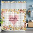 thumbnail image 6 of No Hook Shower Curtain with Snap in Liner, Mother's Day Love Heart Waterproof Bath Curtain Double Layers with See Through Top Window, Pastoral Flower Buffalo Check Hotel Shower Curtains 72x72in, 6 of 9