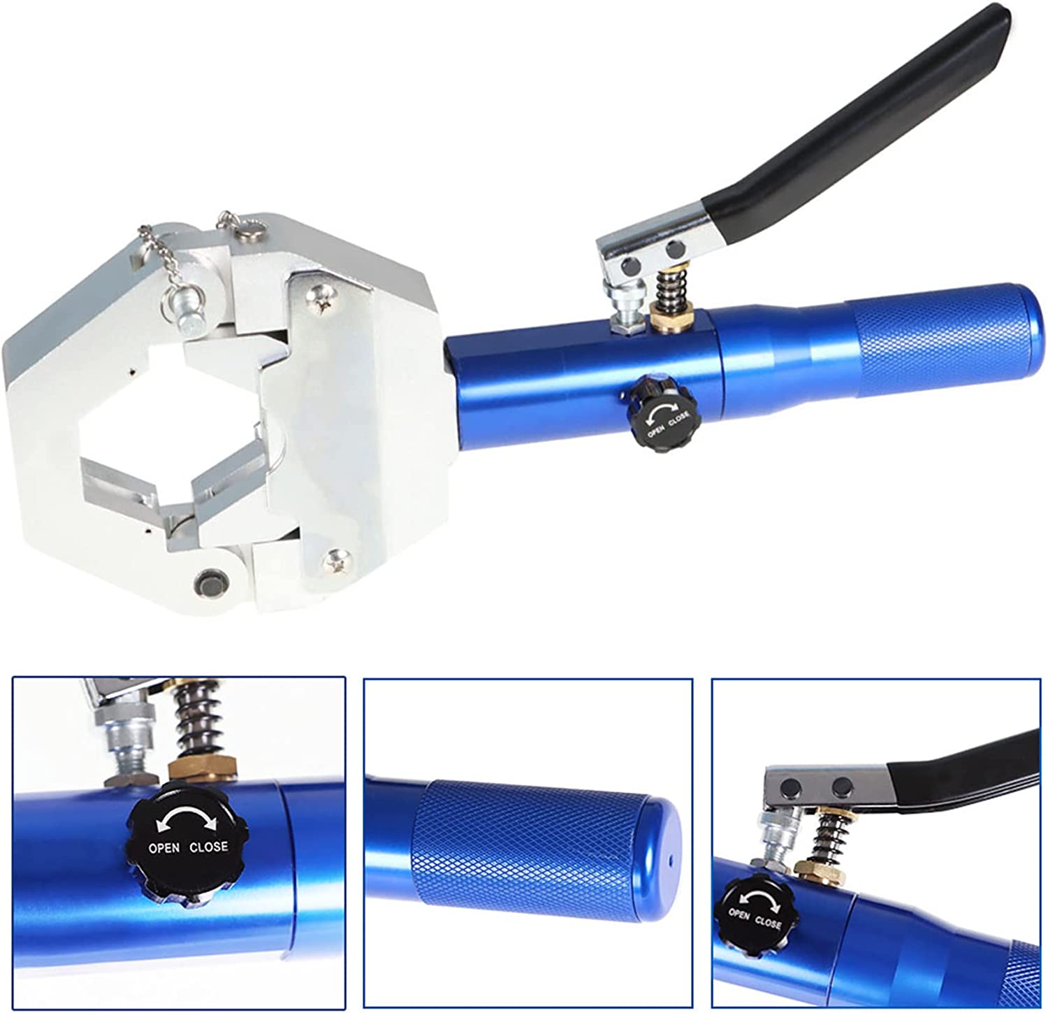findmall Hydraulic A/C Hose Crimper Hydra-Krimp Crimping Tool Handheld Hydraulic Clamp A/C Set with 7 Pairs of Dies for Barbed and Beaded Hose Fittings IG-71500