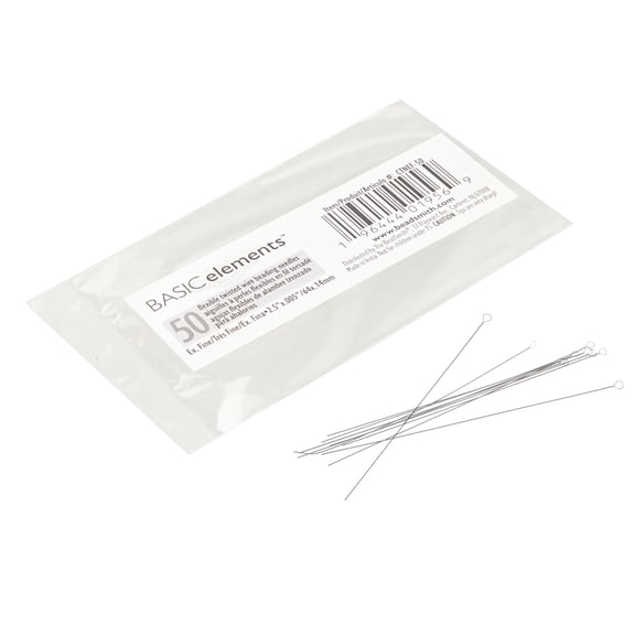 Basic Elements Twisted Wire Needles – Extra Fine Flexible Beading Needle, Pack of 50 – Large Round Eye and Easy to Thread – Collapsible Eye Holds Threads – Use for Pearl Knotting and Silk Cord