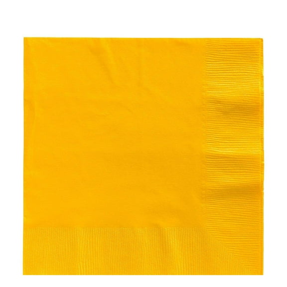 Amscan Tableware Big Party Pack Beverage Napkins 100 Ct. 5" x 5" Yellow Sunshine