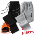 thumbnail image 1 of Pantalones casuales gruesos con forro polar para otoño/invierno para hombre, pantalones largos holgados de pierna recta para adelgazar suavemente., 1 of 4
