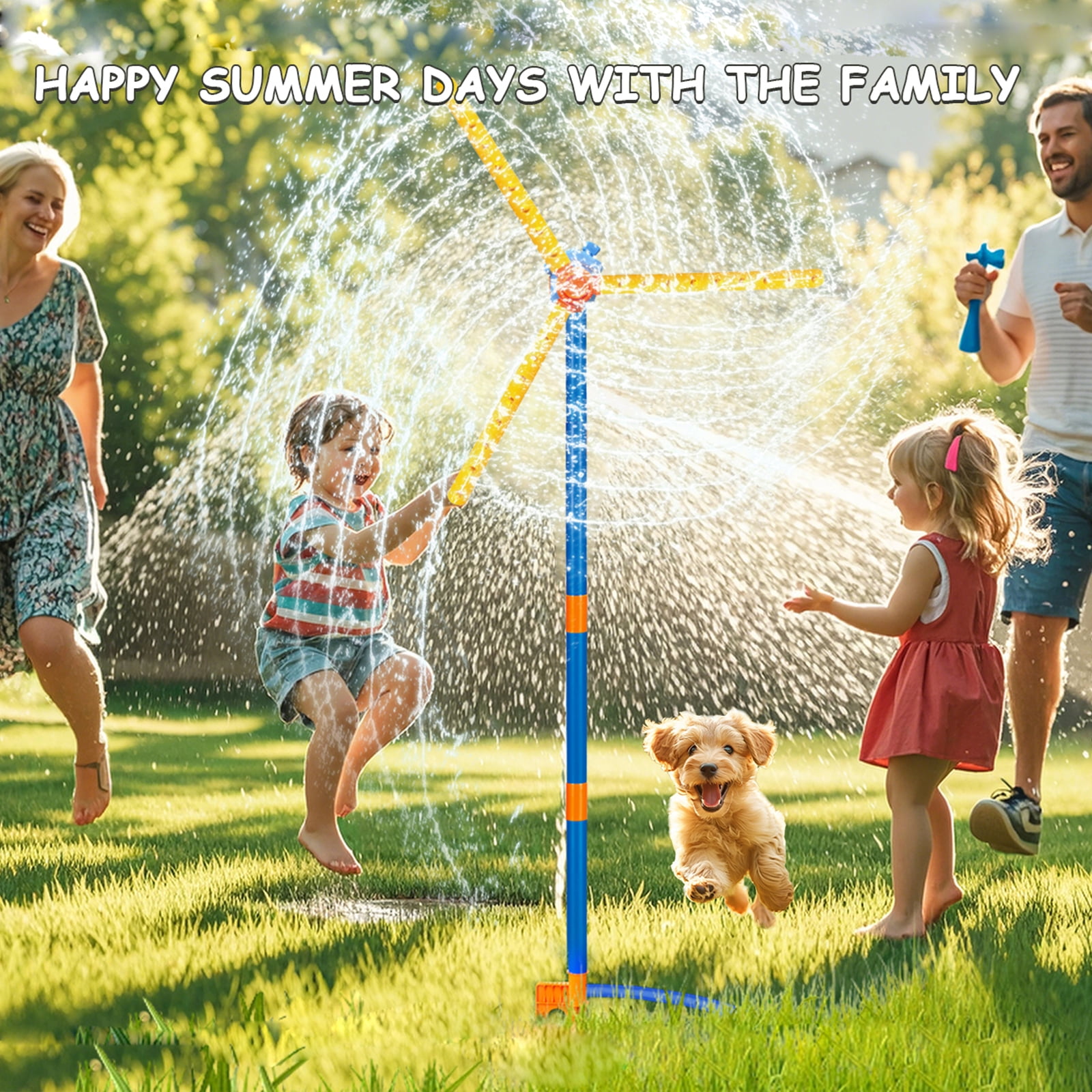 PMHZI 63-inch Kids Water Sprinkler Toy with 36 Nozzles, 360° Rotating Outdoor Spray, Upgraded Lawn Sprinkler for Toddlers Backyard Play