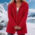 thumbnail image 2 of Perfectbot Women's Sherpa Hooded Coat, Button Down Chunky Cable Warm Winter Outerwear with Pockets, 2 of 7