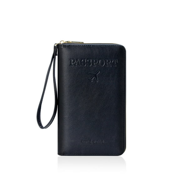 Jaucin RFID Blocking Passport Travel Wallet with Wristlet Premium PU Leather Zippered Document Organizer,ticket wallet,passport holder for travel