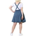 thumbnail image 3 of MODA NOVA Juniors' Plus Size Suspender Skirt Patch Pocket Side Button Denim Overall Dress, 3 of 7