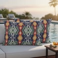 thumbnail image 5 of Pack of 2 Outdoor Pillow Covers,Waterproof Blue Green Boho Throw Pillow Covers,Vintage Ethnic Tribe Abstract Art Decorative Pillowcases Cushion Covers for Couch Pillow Sham Protector 20x12 Inch, 5 of 8