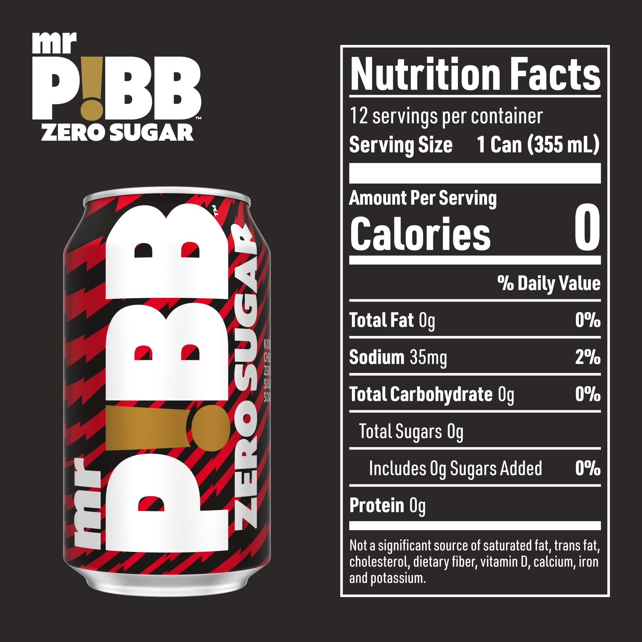 Mr. Pibb Zero Sugar Cherry Soda Pop Fridge Pack Cans, 12 fl oz, 12 Pack