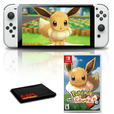 Nintendo Switch OLED White with Let's Go Pikachu, 128GB Card 