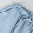 thumbnail image 6 of RPVATI Women's Comfortable Linen Pants Summer High Waisted Ruffle Cropped Wide Leg Capri Pants Casual Stretch Drawstring Vacation Beach Palazzo Pants Baggy Trousers with Pockets Light Blue M, 6 of 8