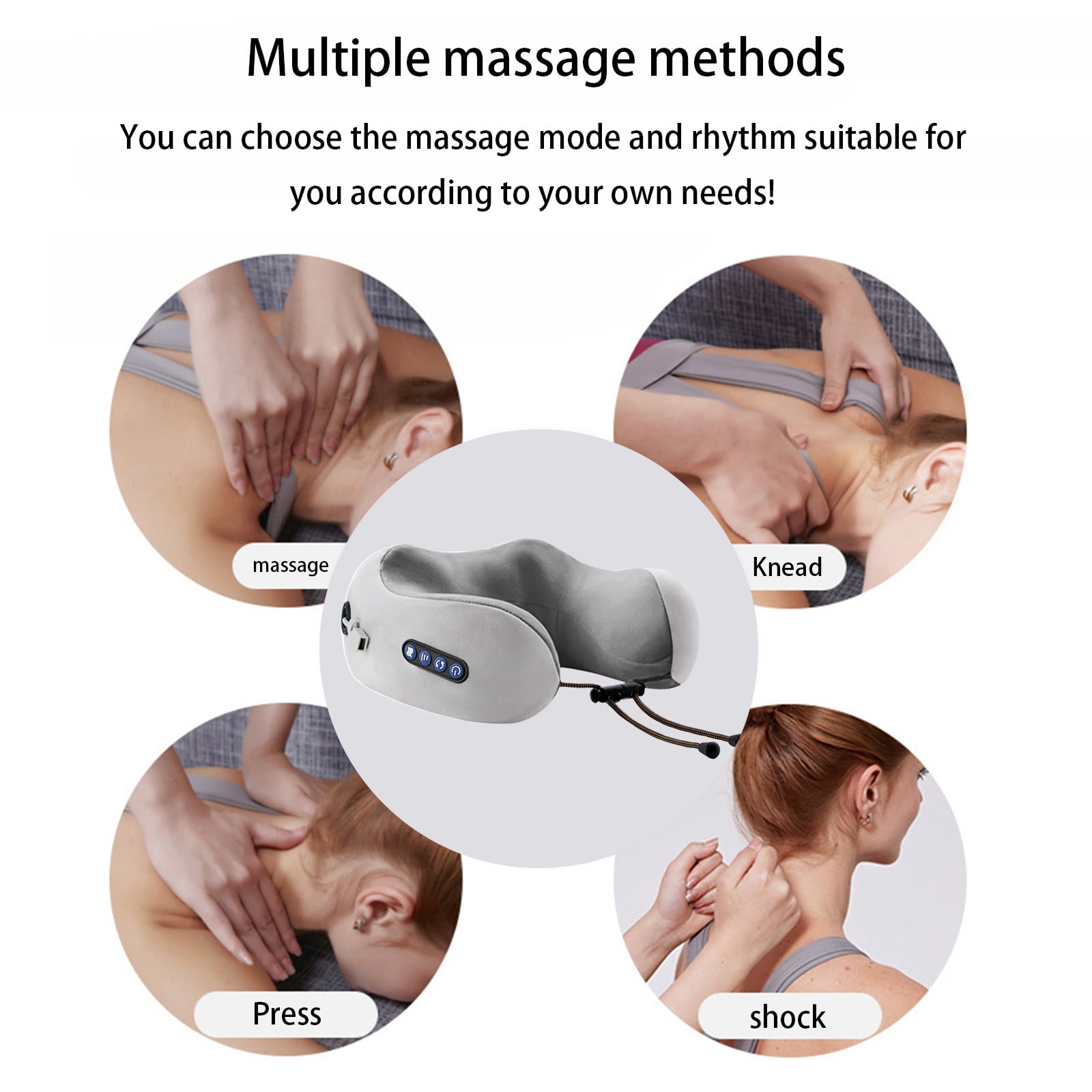 Neck Massager Travel Pillows U-Shaped Memory Foam Neck Pillows & Electric Massager For Muscle, Shoulder, Cervical Pain Stress Relief For Home, Office, Airplane