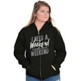 thumbnail image 4 of Funny Need a Weekend to Recover Joke Unisex Fleece Graphic Zip Up Hoodie Brisco Brands 2X, 4 of 5