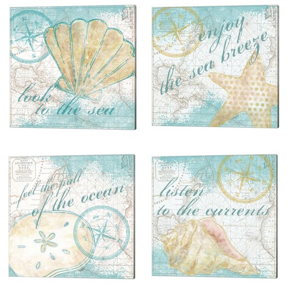 Metaverse Tara Reed 'Look to the Sea' Canvas Art (Set of 4)