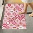 thumbnail image 4 of 2 Piece Bath Mat Set with U-Shaped Toilet Mat and Rectangle Bath Rugs Non Slip Machine Washable Bathroom Mats Pink and White Christmas Motifs, 4 of 7