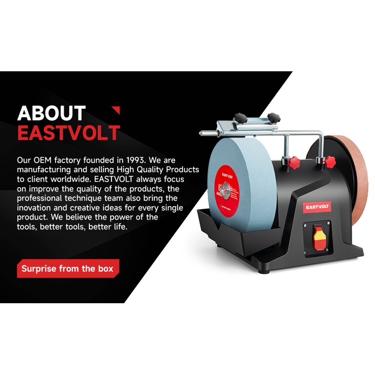 Eastvolt 8 Inch Low Speed Wet Grinding Machine, 120RPM Water Cooled  Sharpening System for Household Knives and Woodworking Tools 