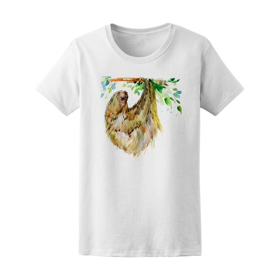 Cool Tropical Watercolor Sloth Tee Women's -Image by Shutterstock