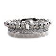 thumbnail image 5 of Pulsera tejida con corona de bolas de circonio personalizada Pulsera de acero inoxidable con caracteres romanos Pulsera de acero de titanio para hombre negra, 5 of 5