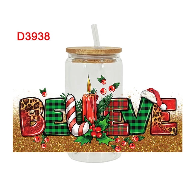 Pegatinas, etiquetas, rótulos, calcomanías de pared, calcomanías de transferencia para decoraciones navideñas, calcomanías navideñas para envolver vasos UV, calcomanías de transferencia para vasos de