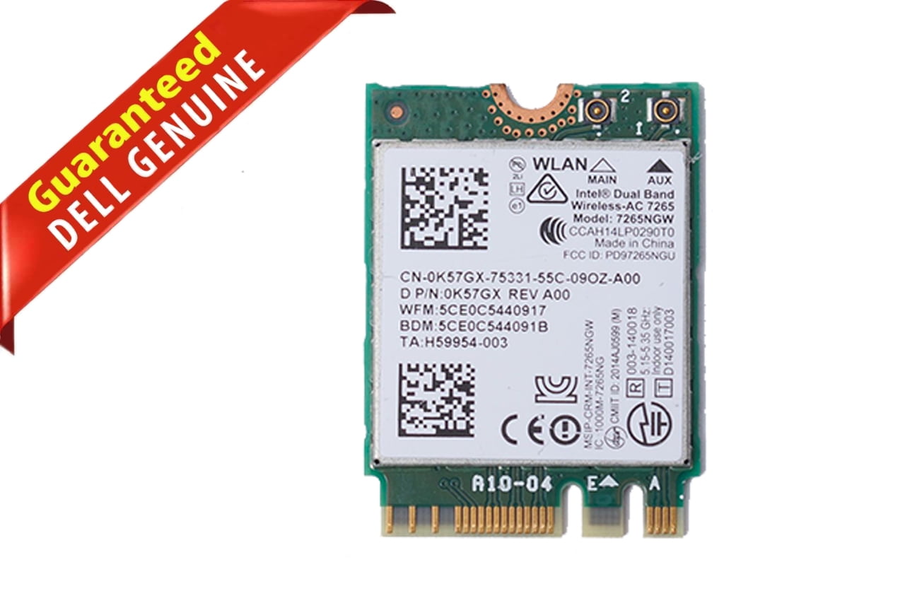 Dell Intel Dual Band Wireless AC7265 Wireless Wifi Bluetooth Card K57GX ...