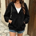 thumbnail image 3 of cocolona Pullover Hoodies for Women Deep V Neck Long Sleeve Trendy Sweatshirts Casual Solid Color Tops, 3 of 7