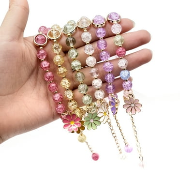 6pcs Charm Bracelets for Girls, Sparkly Beaded Cute Bracelets for Kids