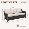thumbnail image 6 of Joyside 75" Patio Metal Wicker Sofa, All-Weather Rattan Couch with Deep Seats, Washable Cushions & Steel Frame, 3-Seat Sofa for Garden, Beige/Brown, 6 of 7