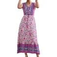 thumbnail image 3 of Vestido floral para mujer Nikou con escote en V verano estampado Largo, 3 of 6