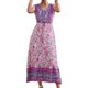 thumbnail image 2 of Vestido largo con escote en V, vestido floral para mujer Vestido floral con escote en V para mujer Vestido floral de verano para mujer Construcción resistente, 2 of 6