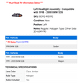 thumbnail image 2 of Left Headlight Assembly - Compatible with 1998 - 2000 BMW 528i 1999, 2 of 2