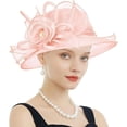 thumbnail image 6 of Organza Church Fascinator Wedding Tea Party Derby Hats for Women Flower Wide Brim Sun Hat, 6 of 7
