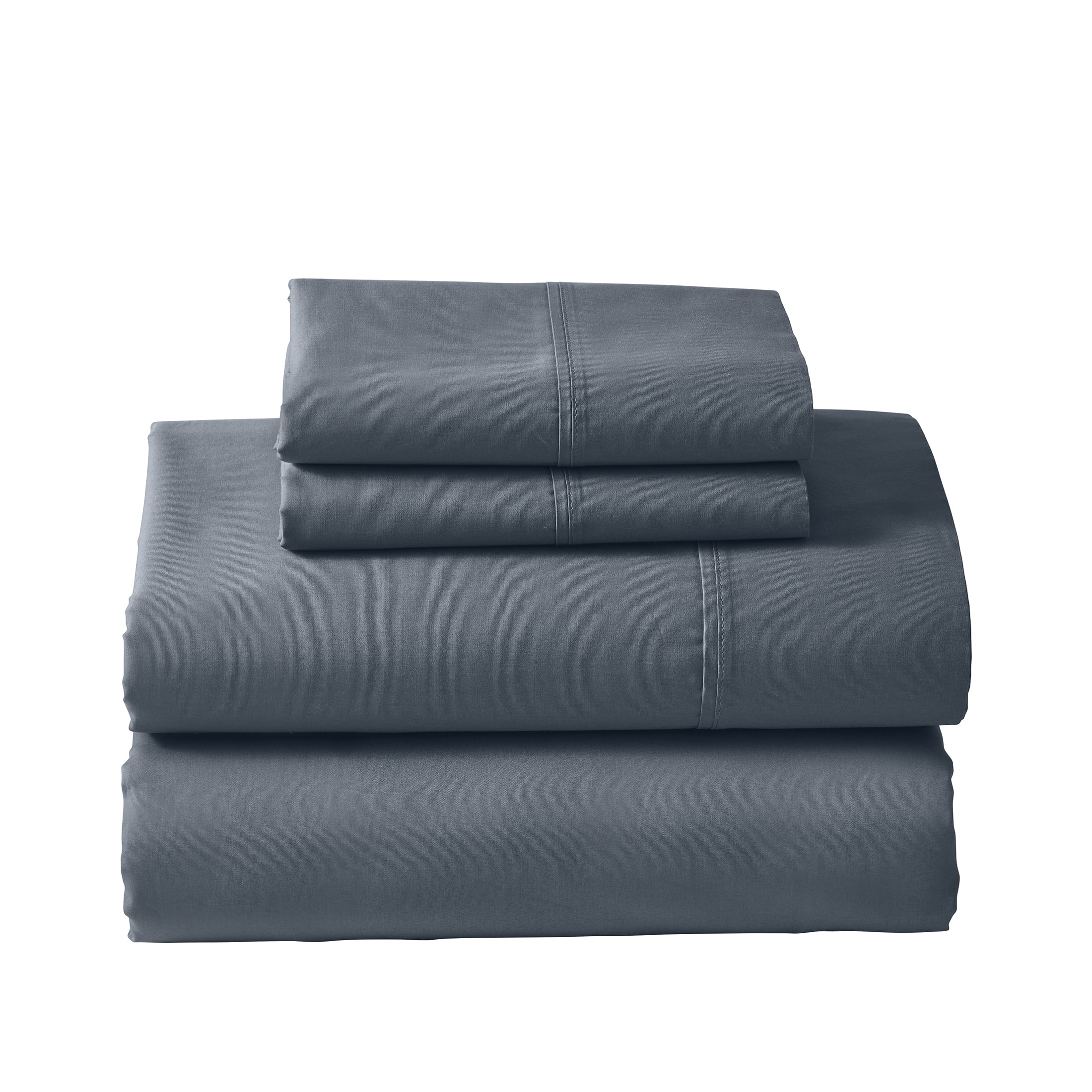 Better Homes & Gardens Cool & Crisp 4-Piece 300 Thread Count Gray Cotton Percale Sheet Set, King