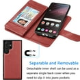 thumbnail image 3 of Galaxy S23 Ultra Case, Flip/Folio Cover Wallet Magnetic Closure Card Slots Cash Holder Stand Kickstand TPU Bumper Shockproof Protective Case for Samsung Galaxy S23 Ultra -Wine Red, 3 of 6