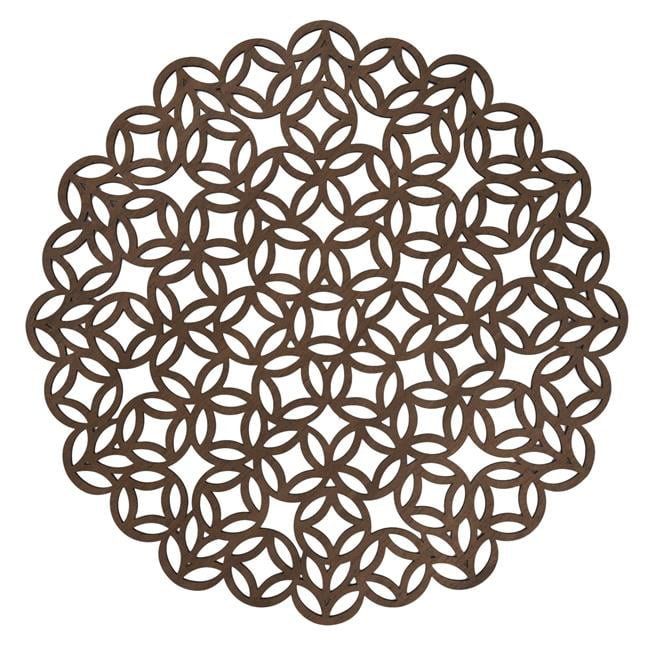 Saro Lifestyle 1172.BR15R 15 in. Round Placemats with Brown Laser Cut