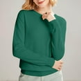 thumbnail image 2 of Chandails Confortables pour Femmes! Fadeal Chandail Tricoté Uni Printemps et Automne Hiver avec Col Rond et Style à Manches Longues, Vert 2TG, 2 of 4