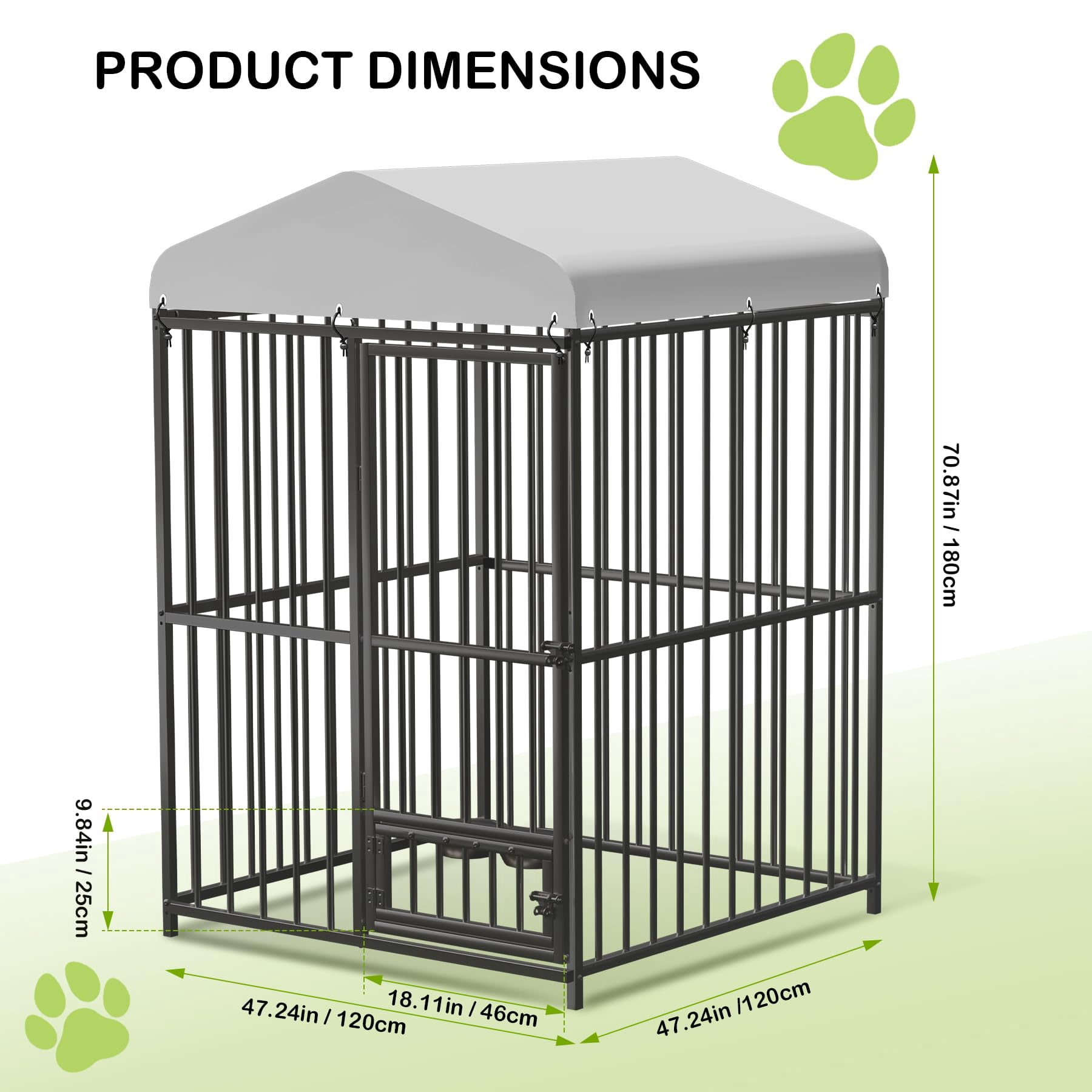 Large Dog Kennel Outdoor, Heavy Duty Outside Dog Kennel Pet Pens Dogs Run Enclosure with Anti-UV Waterproof Cover, Lockable Door for Medium to Small Dog
