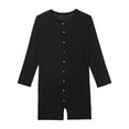 thumbnail image 5 of Mufeng Mens One Piece Pajamas Rompers Undershirts Long Sleeve Front Button-up Bodysuit Sleepwear Black M, 5 of 6