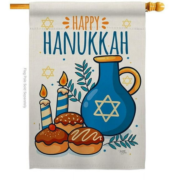 Breeze Decor H114240-BO Hanukkah Sufganiyot House Flag Winter 28 x 40 in. Double-Sided Decorative Vertical Flags for Decoration Banner Garden Yard Gift