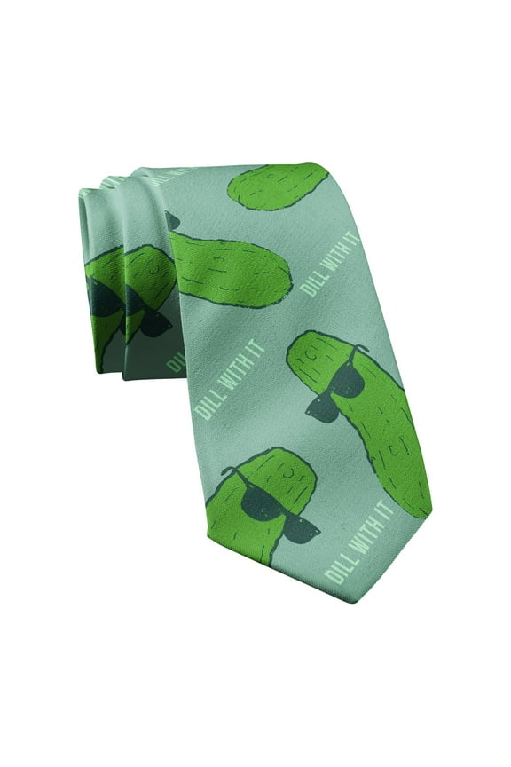 Dill With it Necktie Funny Neckties for Men Pickle Tie Mens Novelty Neckties