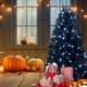 thumbnail image 4 of Árbol de Navidad azul y negro con luces flocadas, preiluminado, decorado con estrellas azules, árbol de Navidad artificial de 1,5 m, abeto real, pino navideño, decoración para interiores y exteriores, 4 of 4