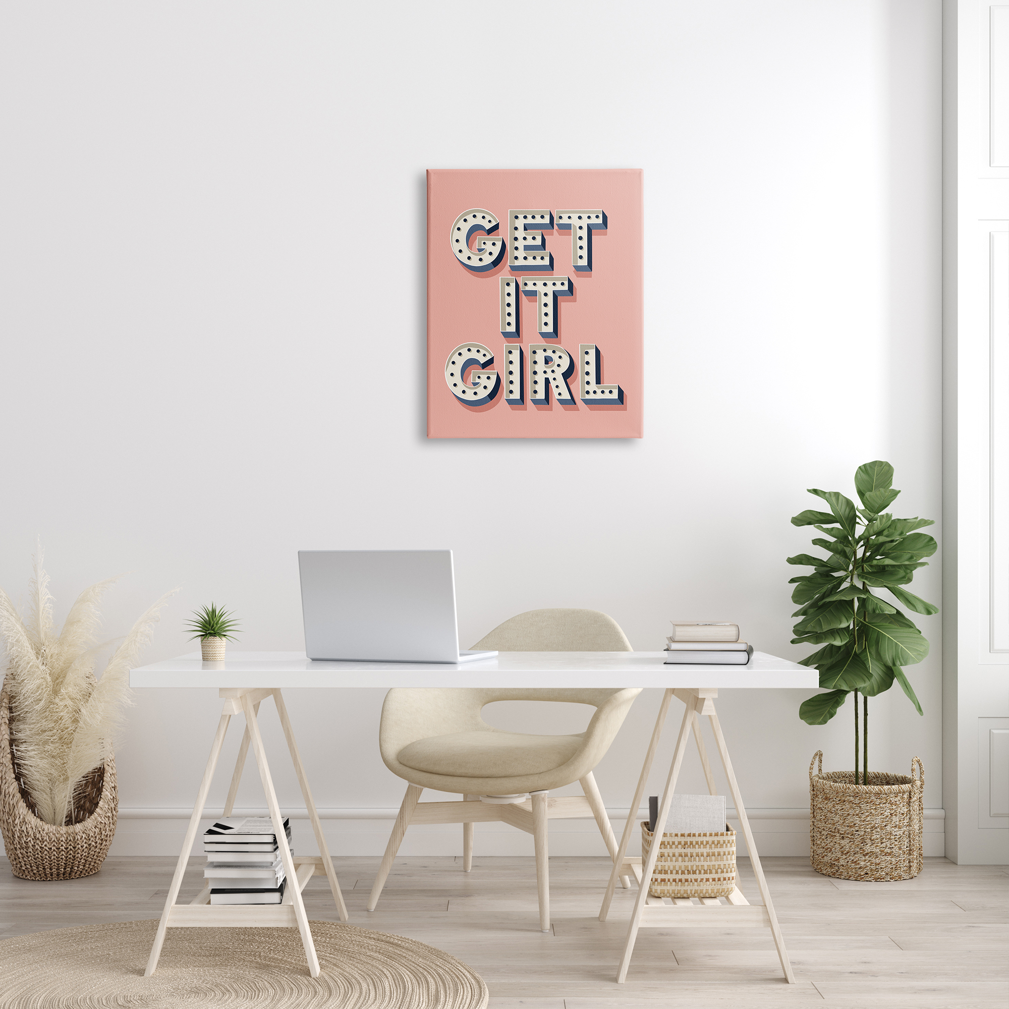 Stupell Industries Get It Girl Bold Polka Dot Typography over Pink, 24 x 30, Designed by Jo Taylor