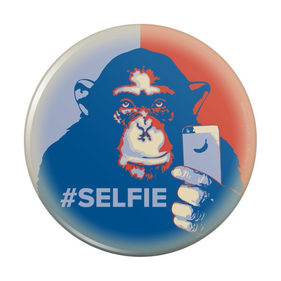 Monkey Chimp Hashtag Selfie #Selfie Pinback Button Pin