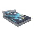 thumbnail image 3 of Ambesonne Fantasy Fitted Sheet & Pillow Sham Set, Aurora Borealis Night, Twin, Multicolor, 3 of 3