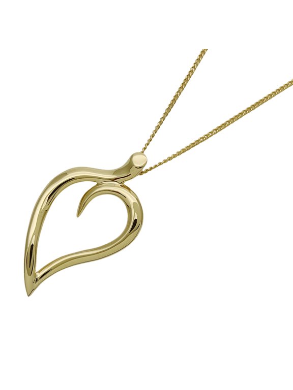 Pre-Owned Tiffany & Co. Women's Necklace, Brand Name, 750YG Open Leaf Heart Yellow Gold Jewelry