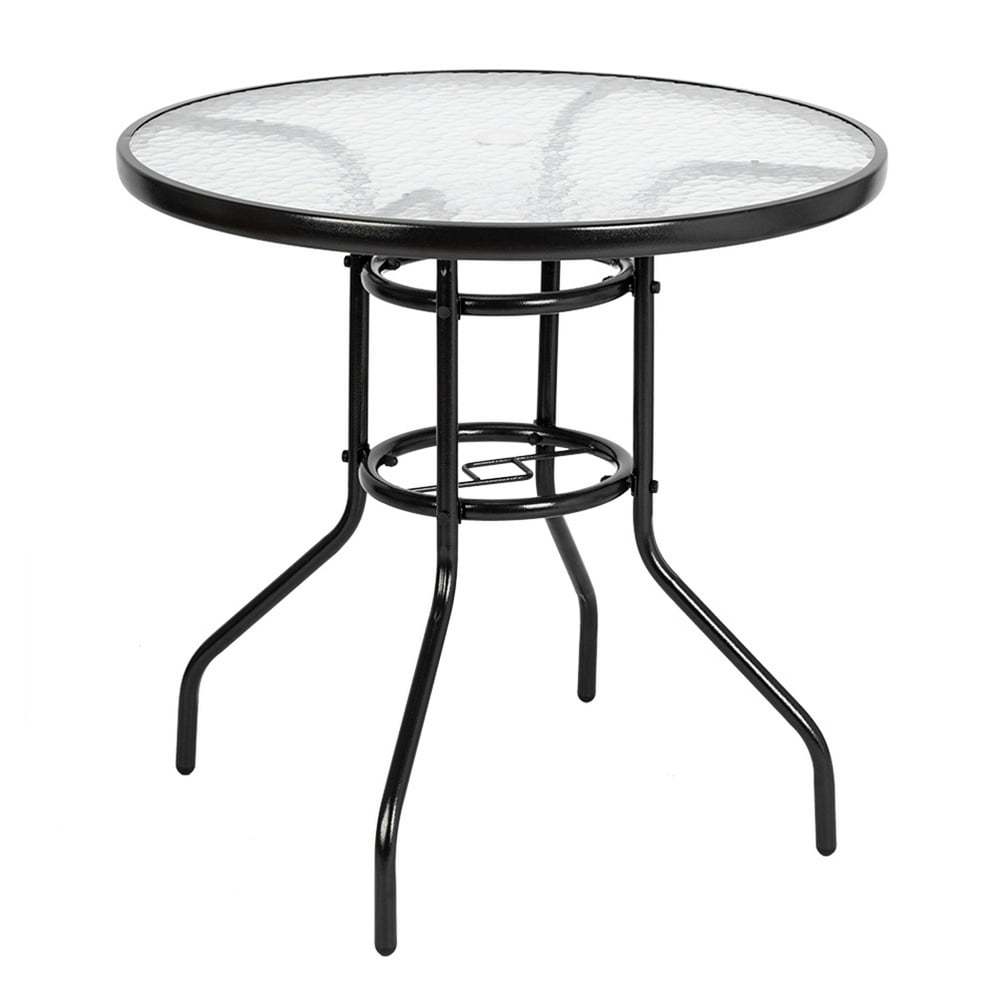 Outdoor Dining Table Round Toughened Glass Table Yard Garden Glass Table - Walmart.com - Walmart.com