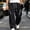 Black, variant on Mens Wide Leg Baggy Hiking Pants, Elastic Drawstring Waist Ruched Loose Fit Long Trousers Side Zipper Pockets Lightweight Outdoor Walking Fishing Casual Pants Size 4XL Army Green