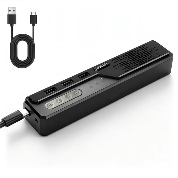 3 in 1 Computer Speakers, Wired Desktop Sound Bar with Microphone,USB Hub,Audio Port,Stereo Bass & 360° Enhanced Audio, Conference Speaker for Home Office,Online Learning,Gaming & Video Call