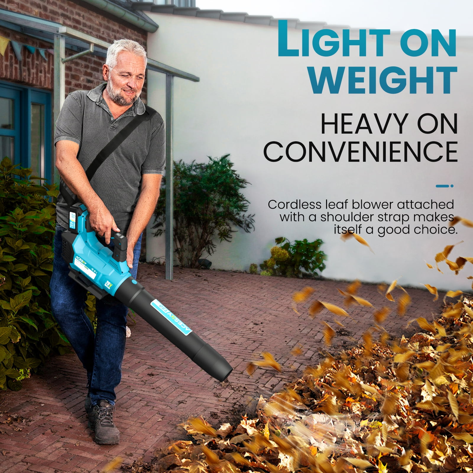 GINOST Leaf Blower Cordless, 580CFM/160MPH & 3 Speed Levels, Electric Battery-Powered Leaf Blower with 2 x 4.0Ah Batteries and Extension Nozzle, Ideal for Lawn Care, Yard Maintenance
