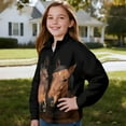thumbnail image 3 of Uorisanigo Girls Half Zip Cropped Pullover Sweatshirt Oversized Western Horse Sweatshirts Long Sleeve Athletic Tops Fall Fashion Essentials Quarter Zipper Hoodies Jackets, 3 of 7