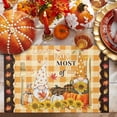 thumbnail image 2 of Fall Placemats Set of 4 Harvest Pumpkin Gnome Place Mats Thanksgiving Placemat Sunflower Autumn Maple Leaves Plaid Table Mats for Dining Kitchen Table Dinner Party Home Fall Decorations 13x19, 2 of 8